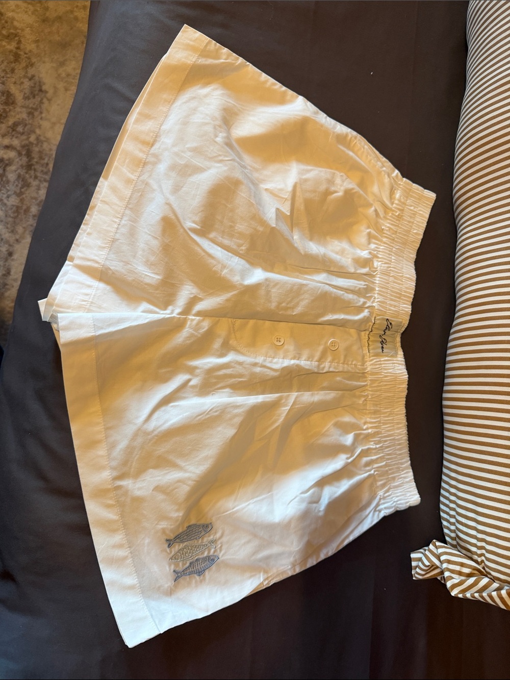 Women's White Elastic Waist Shorts with Embroidered Detail